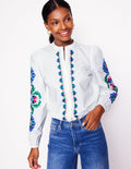 Top saisissant brodé-Broderie multi blanche