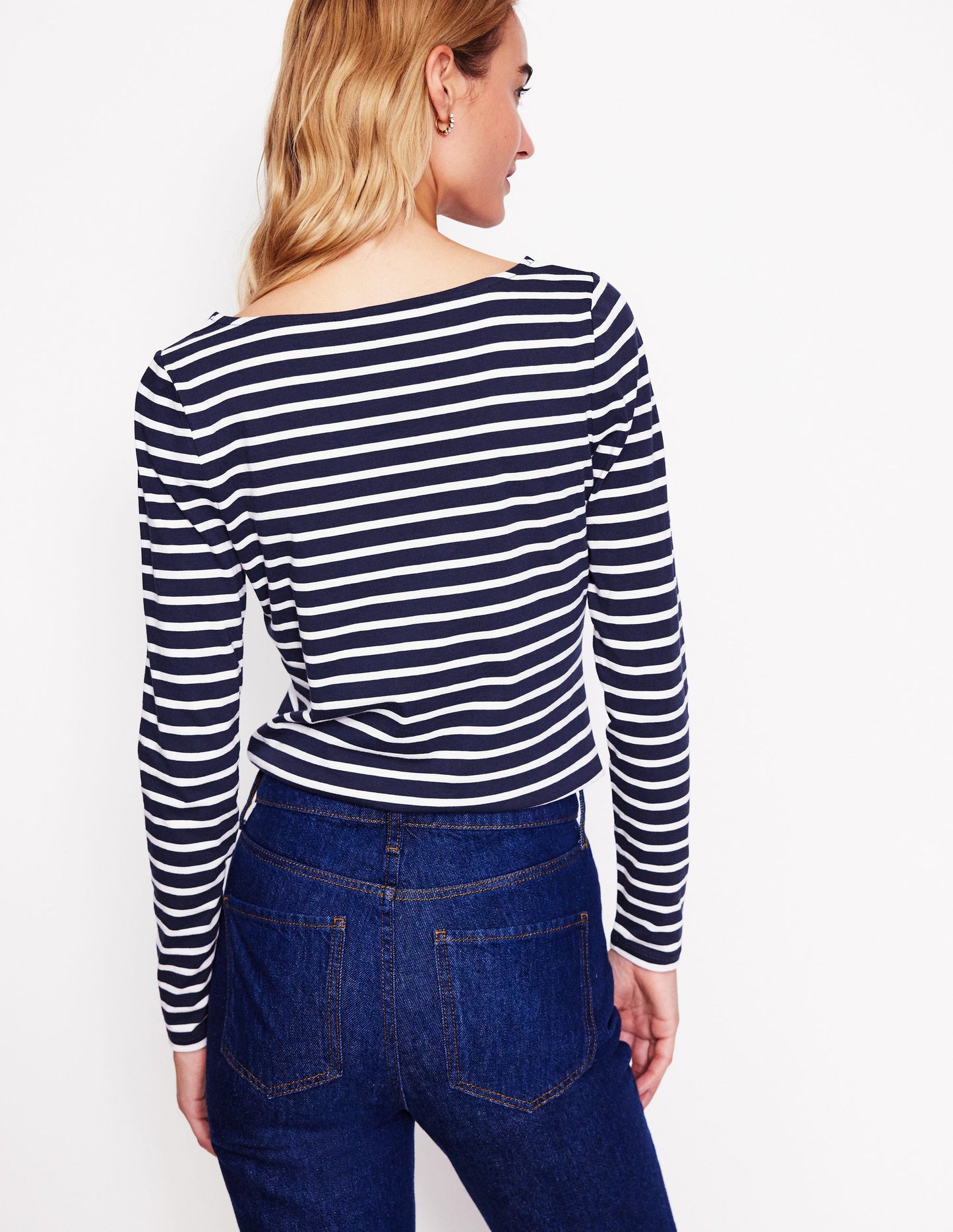 Ella Long Sleeve Breton-Navy, Holly Stripe