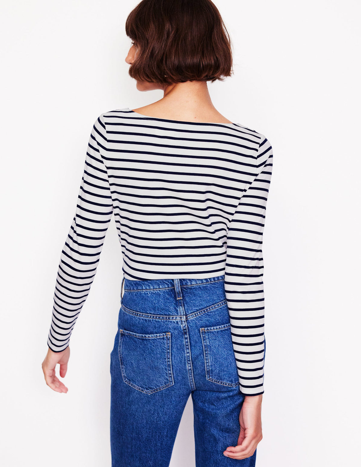 Ella Breton-Shirt mit langen Ärmeln-Naturweiß, Marineblau, Falalala - Image 3