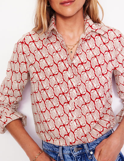 Chemise Sienna en coton-Cuivre, motif Owl Stamp