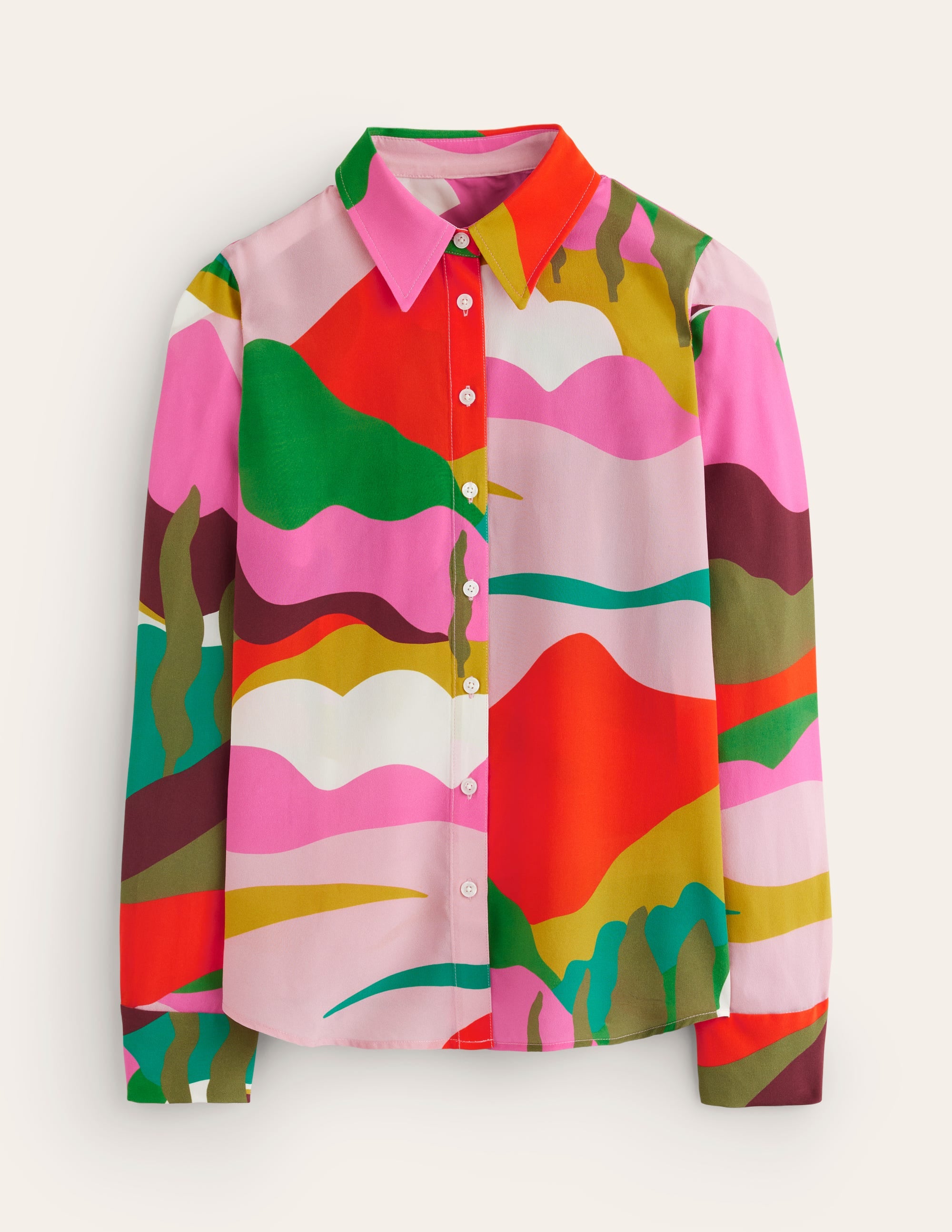 Chemise Sienna en soie-Multi, motif Scenic Fall - Image 5