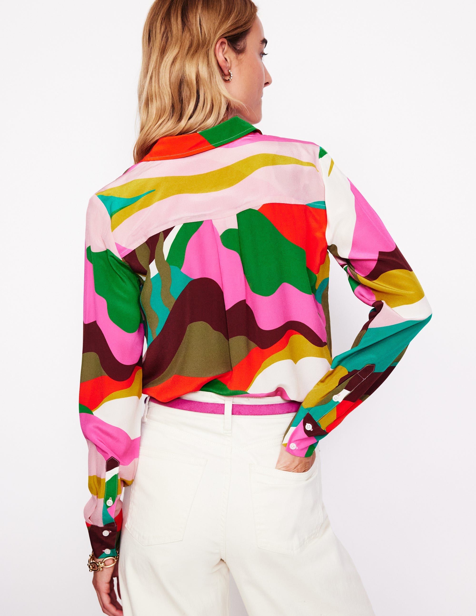Chemise Sienna en soie-Multi, motif Scenic Fall - Image 3