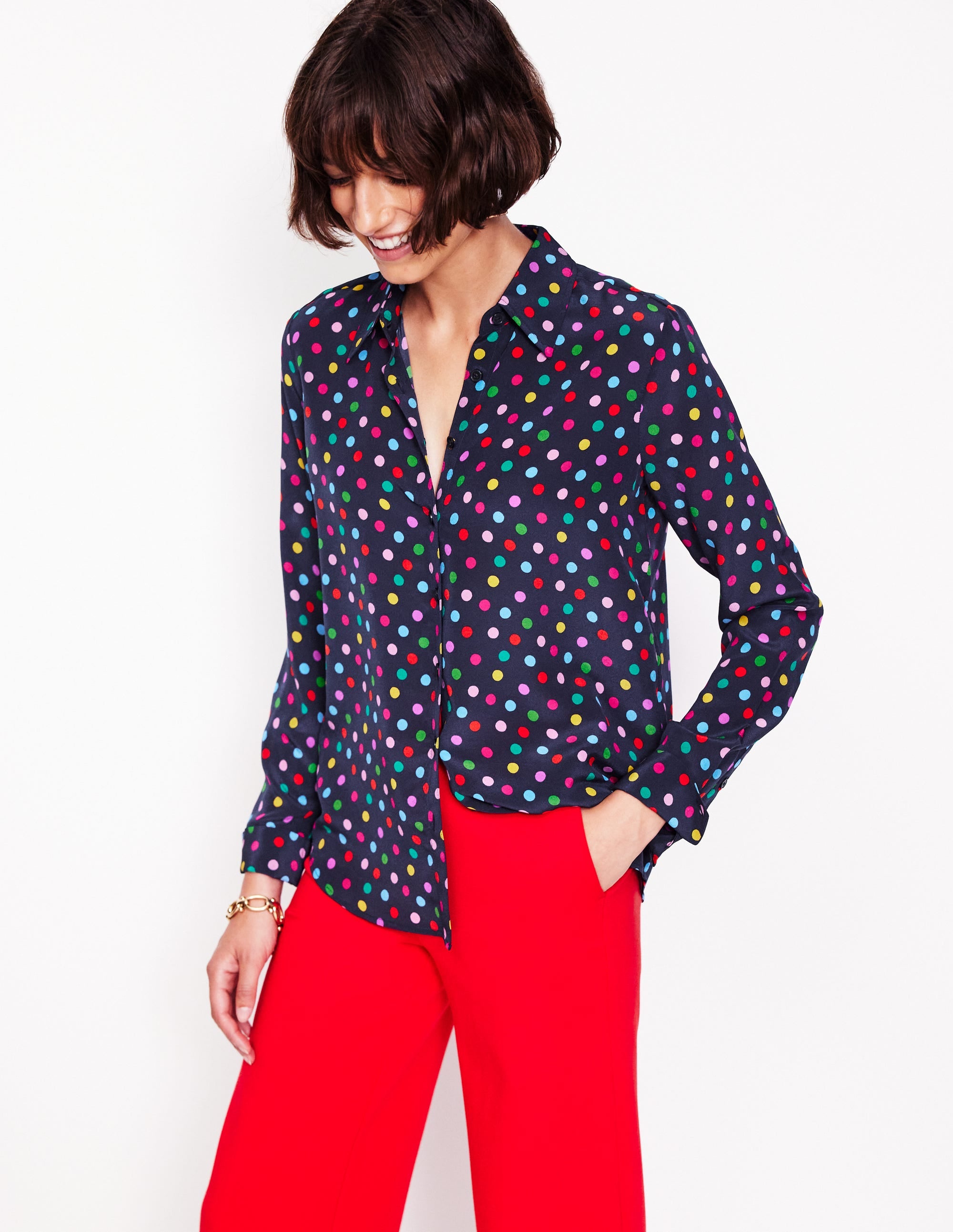 Chemise Sienna en soie-Multi, pois abstraits - Image 4
