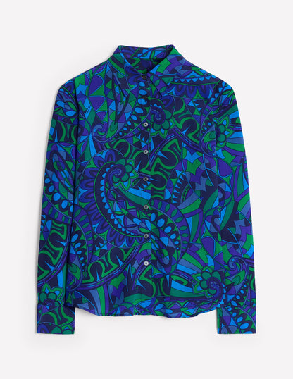 Sienna Seidenhemd-Astro Green/Skipper Fun Stripe-5