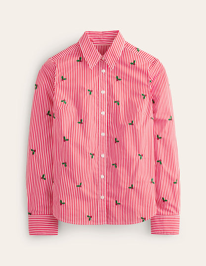 Sienna Embroidered Shirt-Holly, Red Stripe