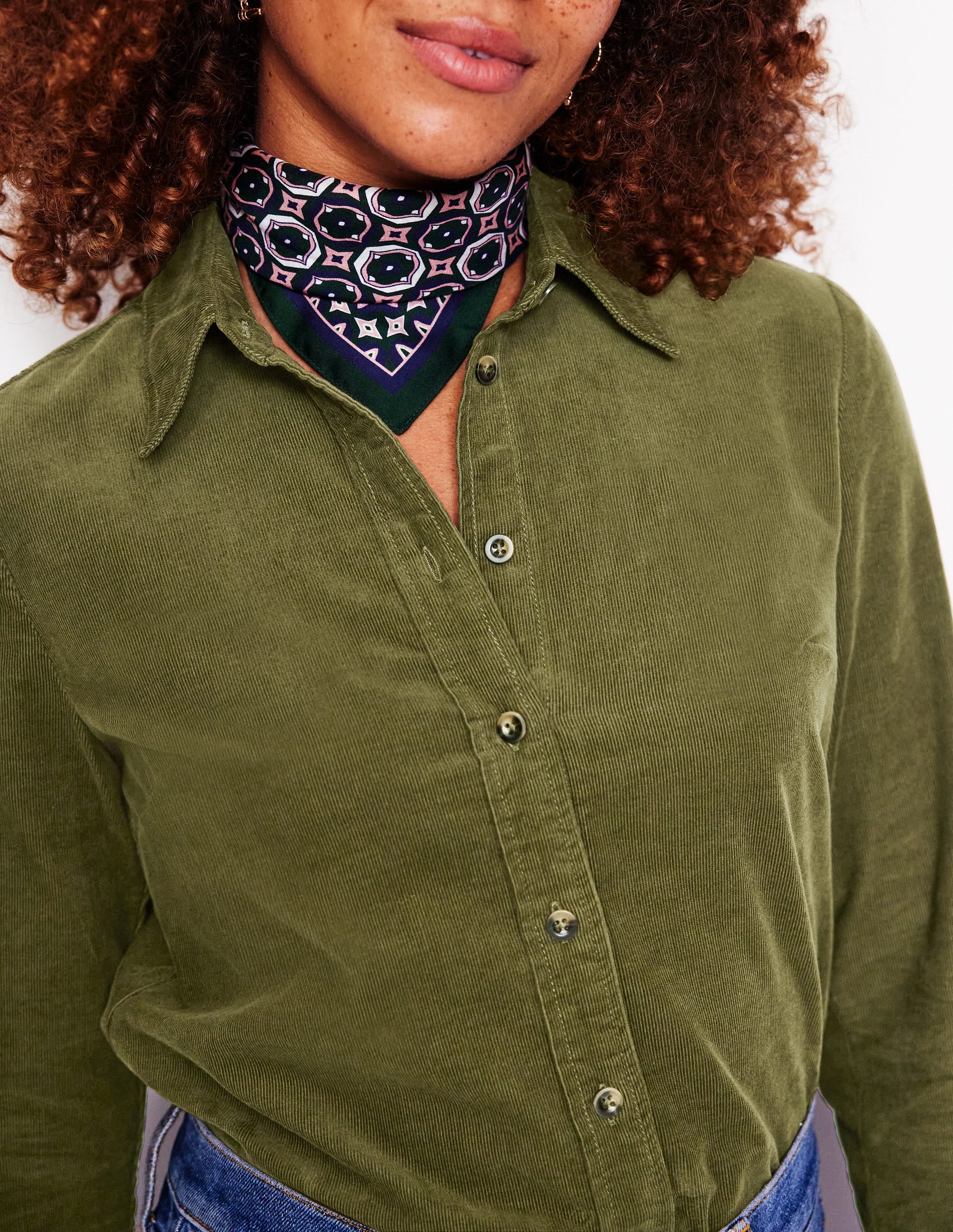 Chemise Sienna en velours côtelé-Vert des bois - Image 2