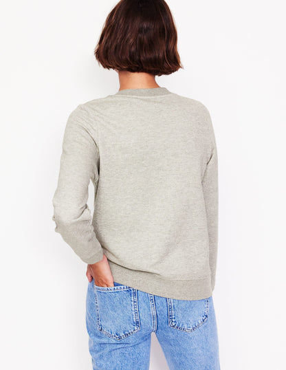 Hannah Sweatshirt mit Stickerei-Grau Meliert, Hund Person