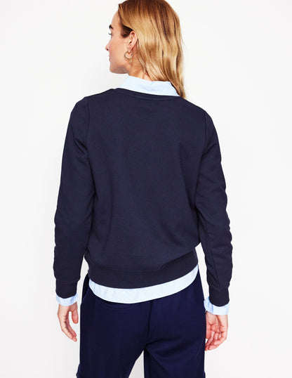 Hannah Embroidered Sweatshirt-Navy, Conversational