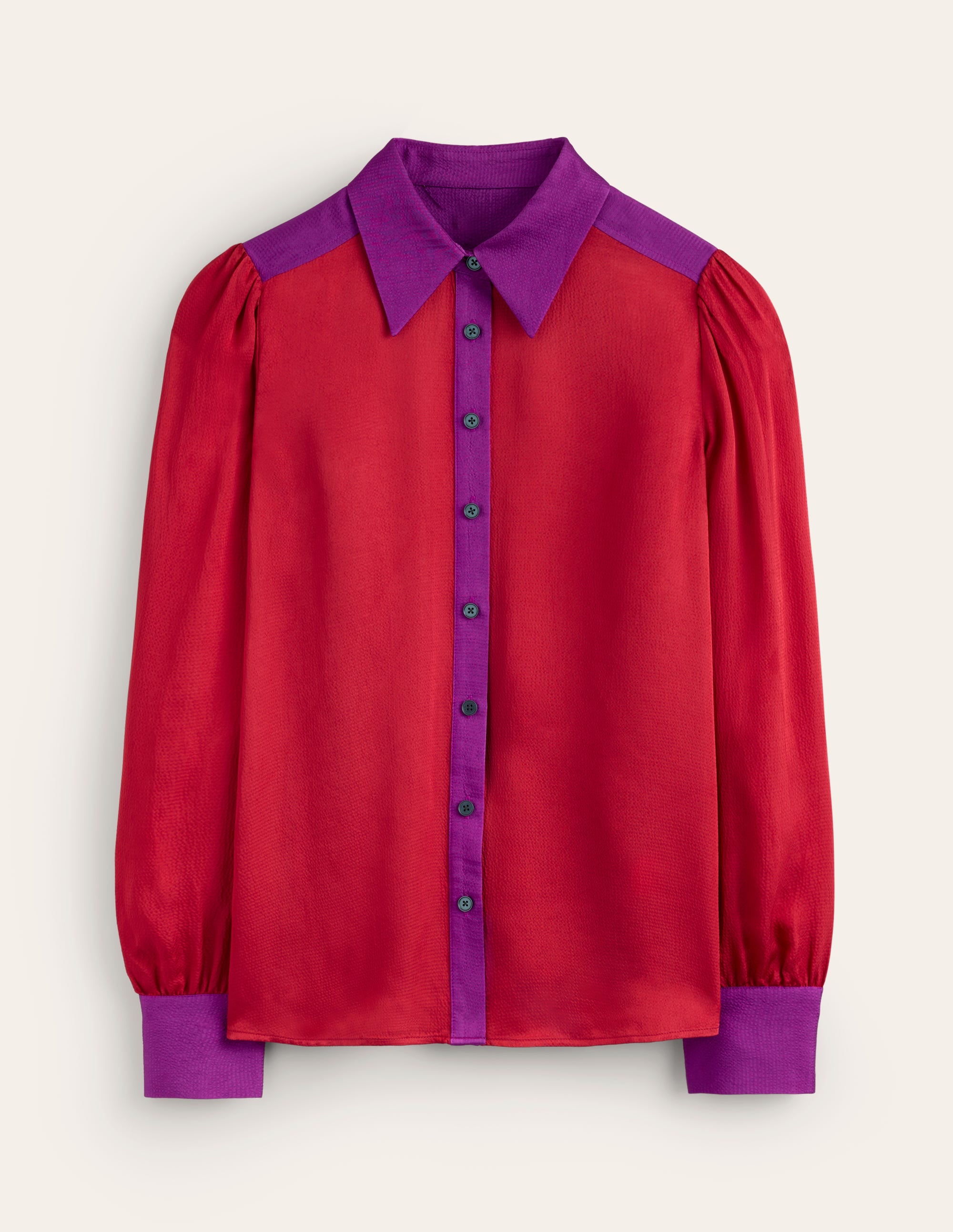 Chemise de fête en satin-Colourblock Cabernet - Image 5