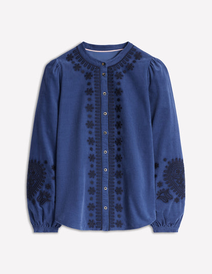 Theodora Cordbluse-Denim-Blau