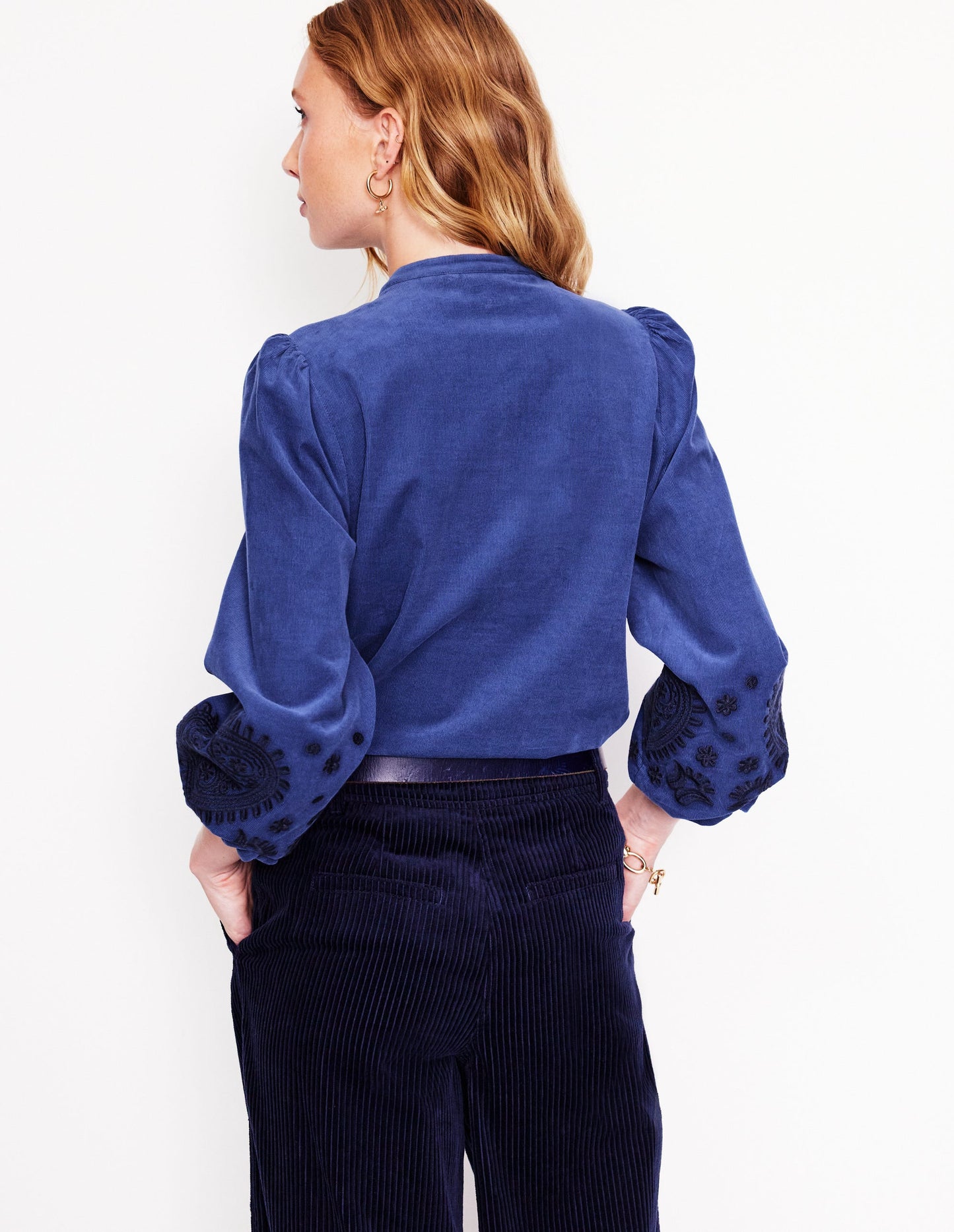 Theodora Cordbluse-Denim-Blau