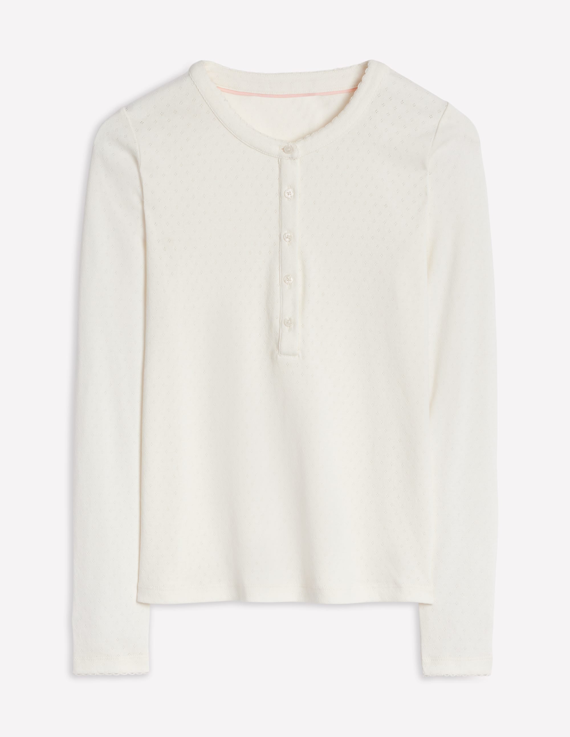 Henley Pointelle-Oberteil-Ivory and Navy Spot - Image 5