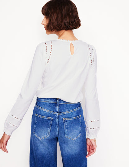 Mila Long Sleeve Top-White