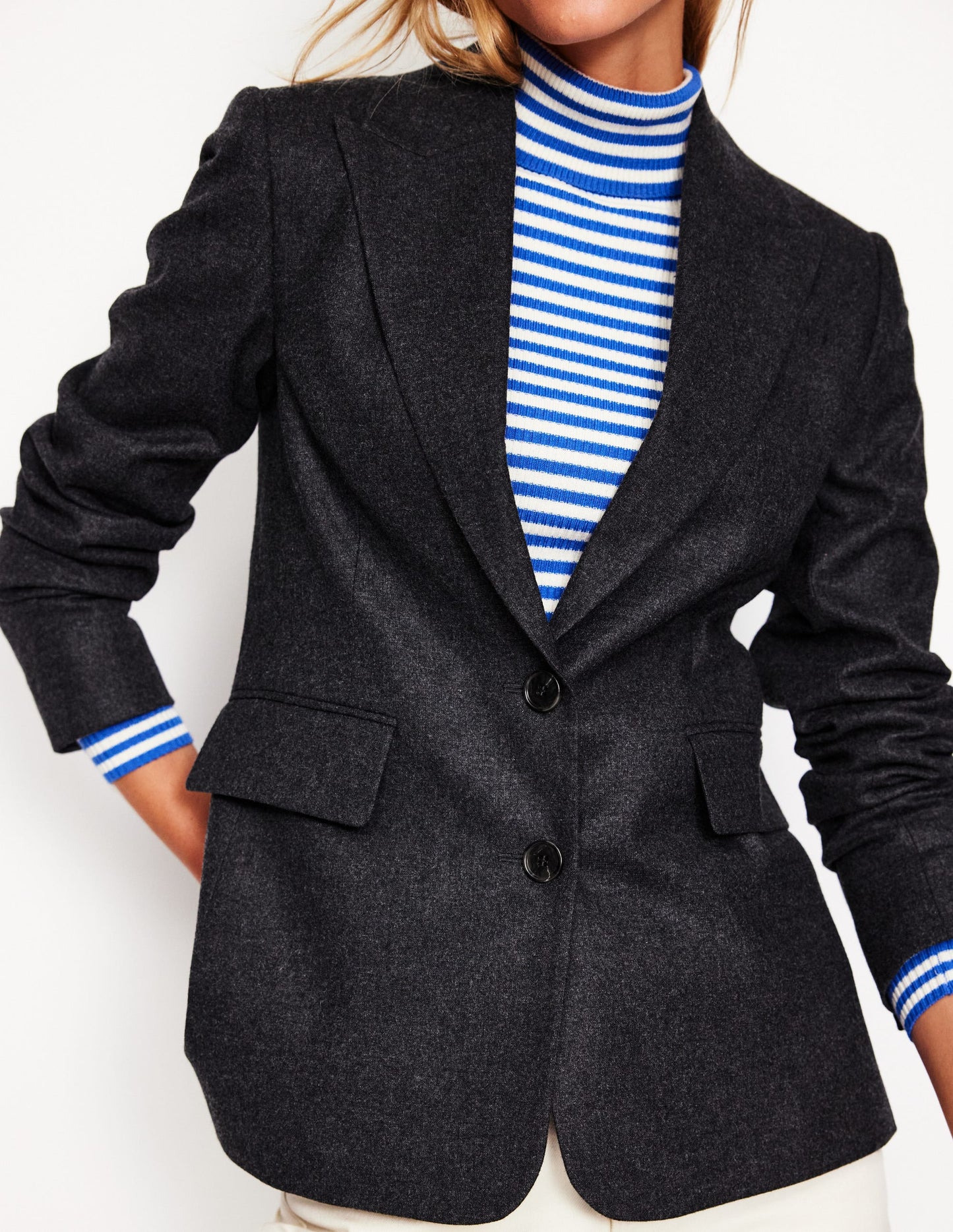 Marylebone Blazer aus Wollmischgewebe-Anthrazit Meliert