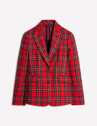 Marylebone Wool-Blend Blazer-Red and Blue Check