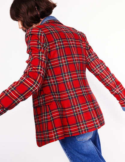 Marylebone Wool-Blend Blazer-Red and Blue Check