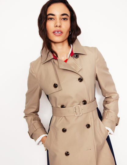 Trenchcoat in Blockfarben-Beige