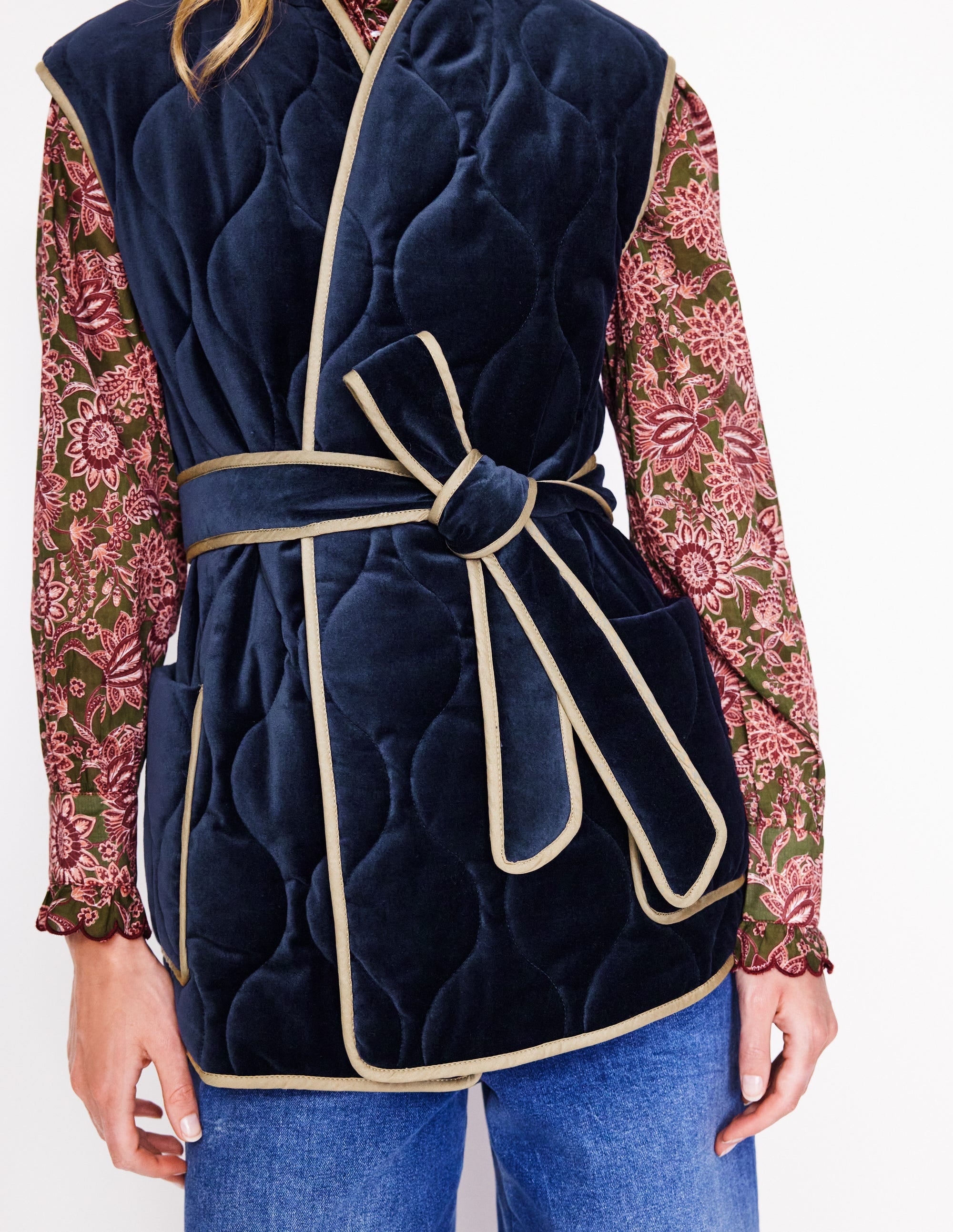 Wickelweste aus Samt-Aqua Marine Marl - Image 2