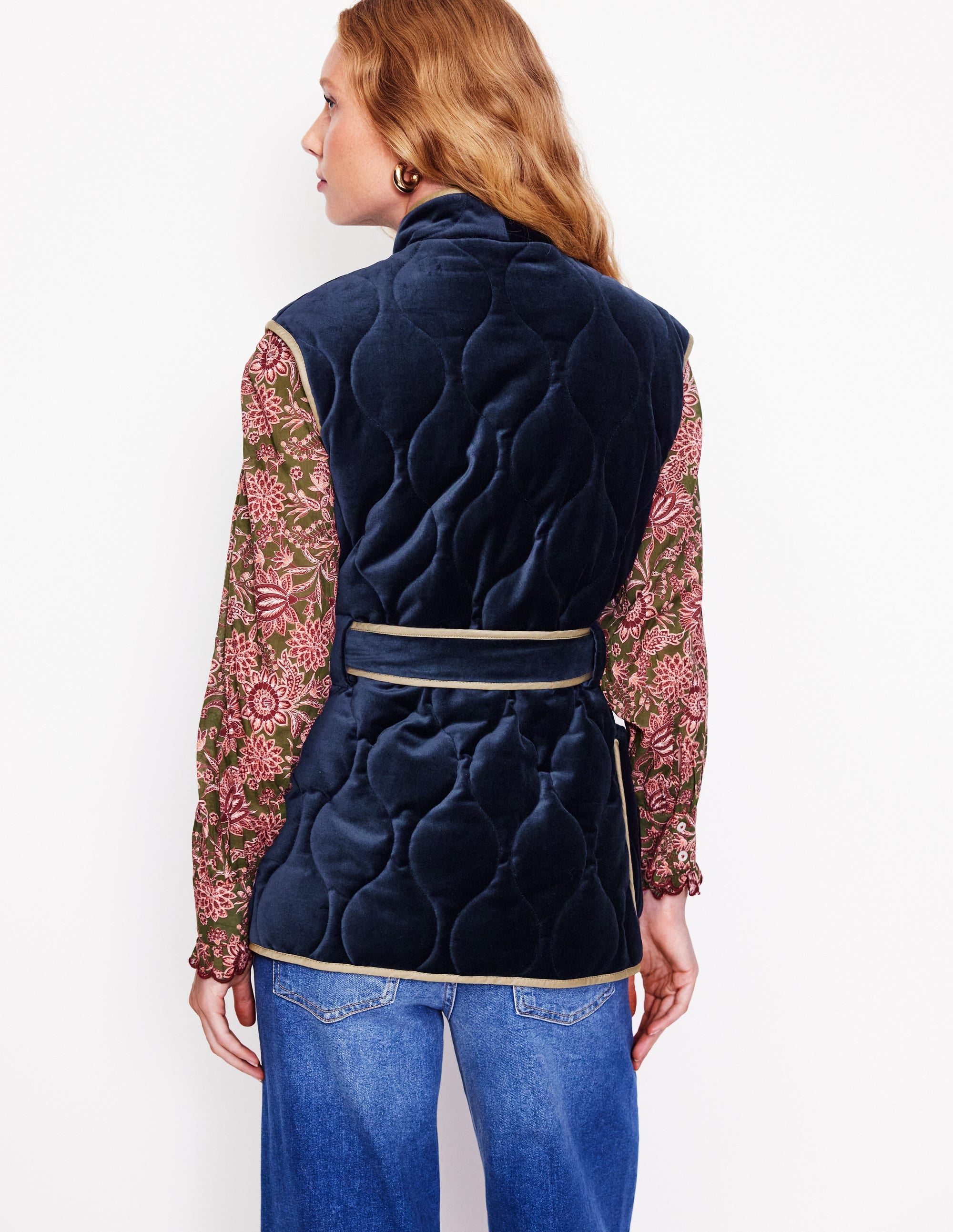 Wickelweste aus Samt-Aqua Marine Marl - Image 3