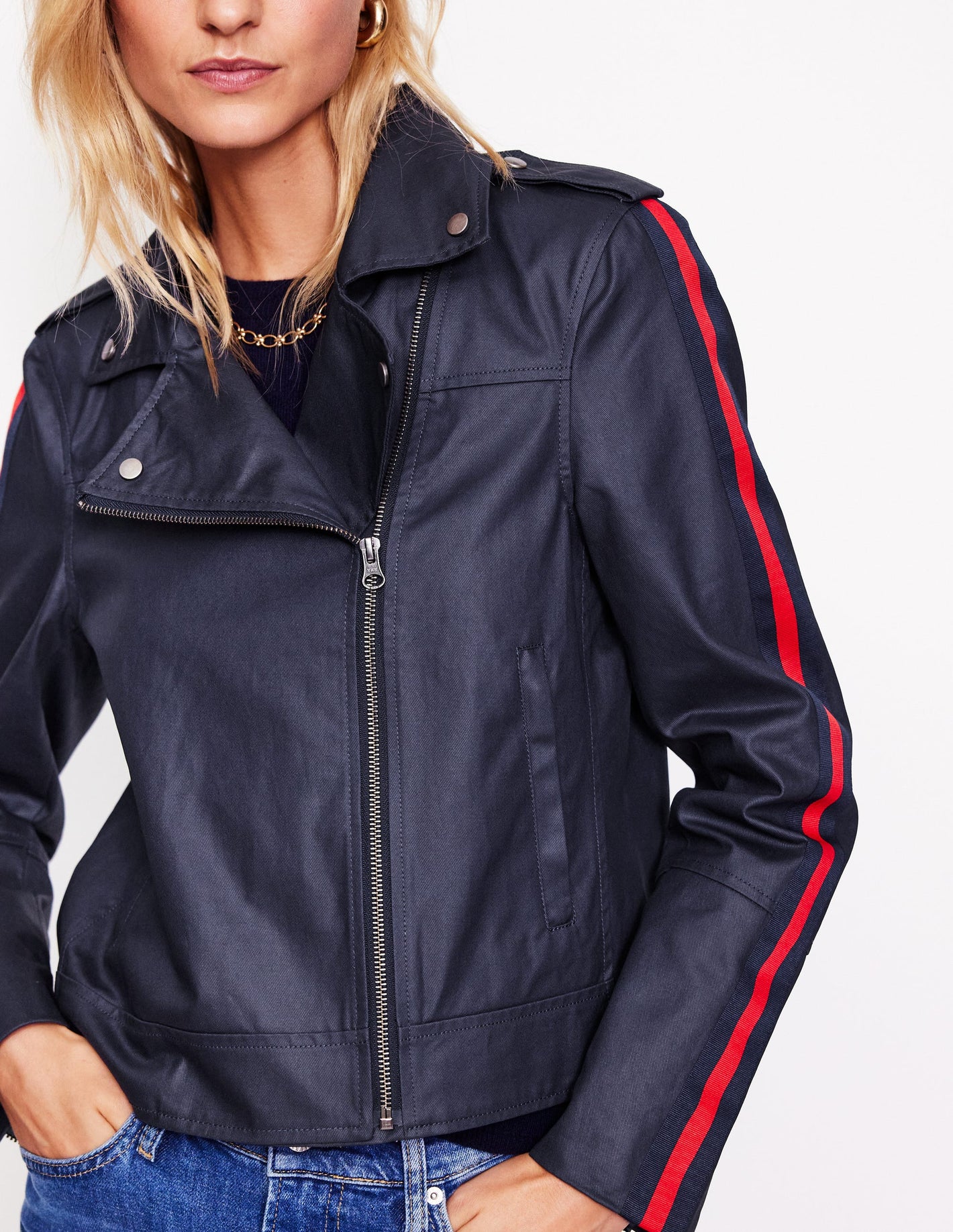 Biker-Wachsjacke-Navy