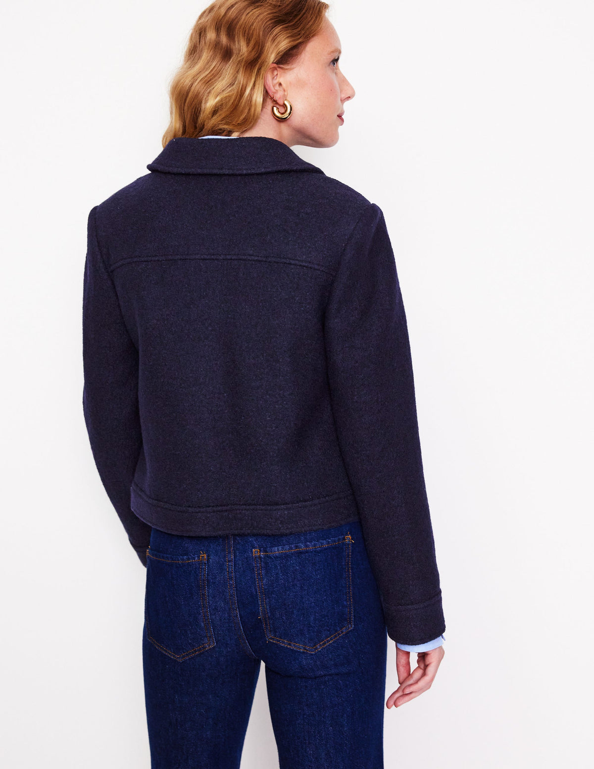 Wool Zip Through Jacket-Navy - Image 3