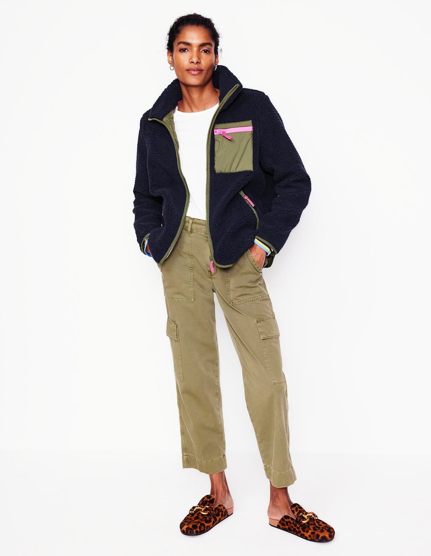 Veste polaire Truro en borg-Bleu Marine, Petits Pois - Image 4