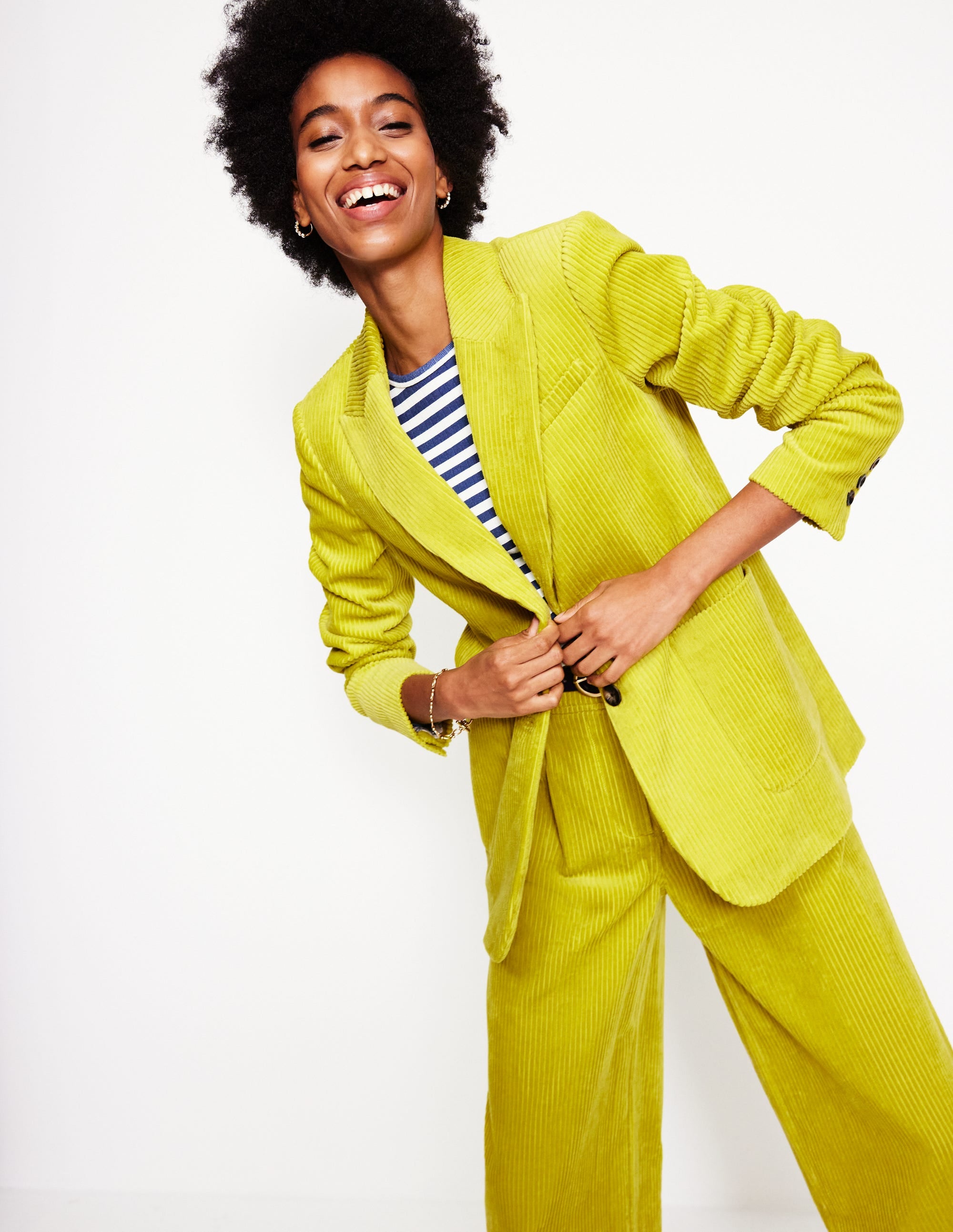Blazer décontracté en velours côtelé-Kiwi - Image 1