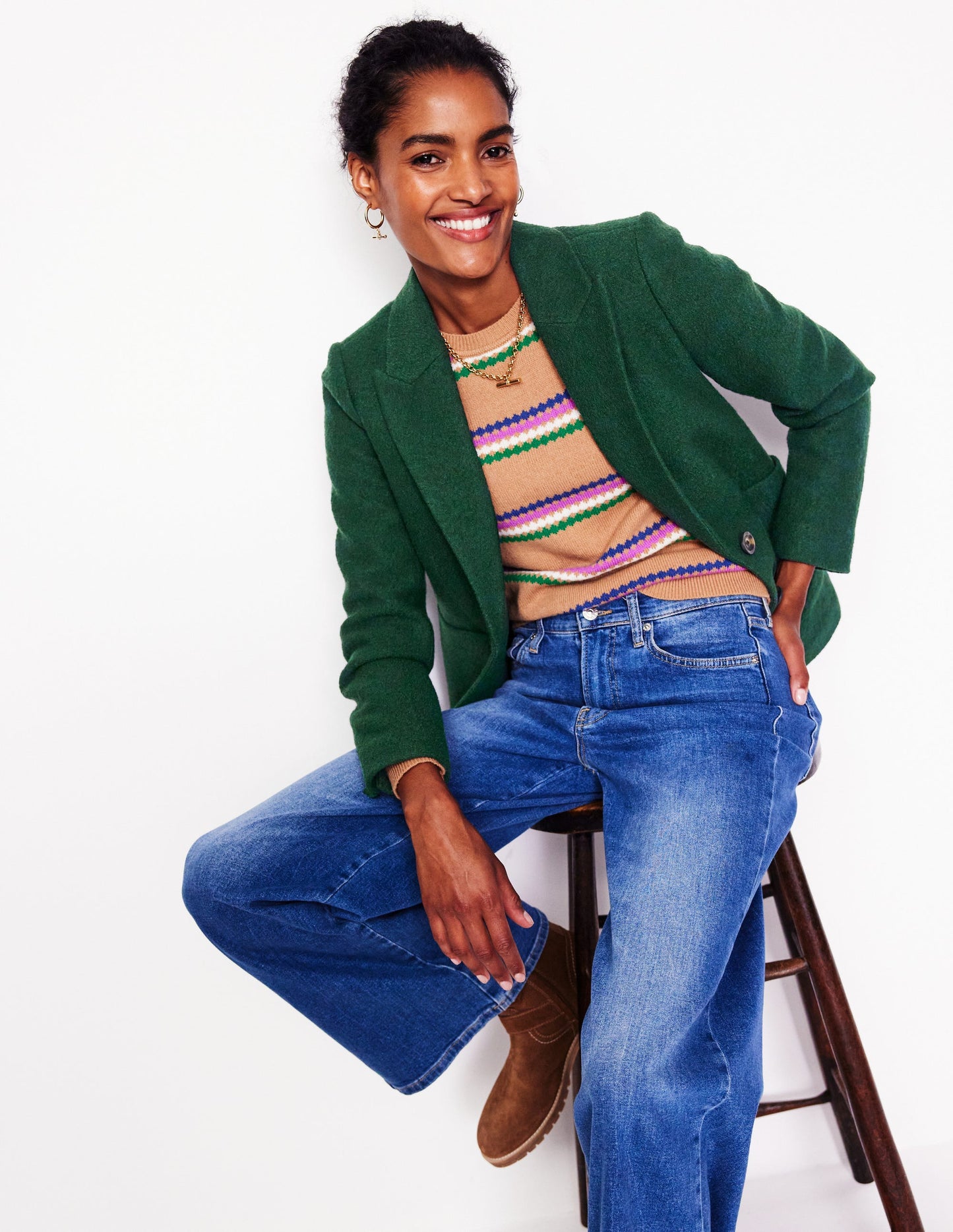 Texturierter Marylebone Blazer-Dunkelgrün