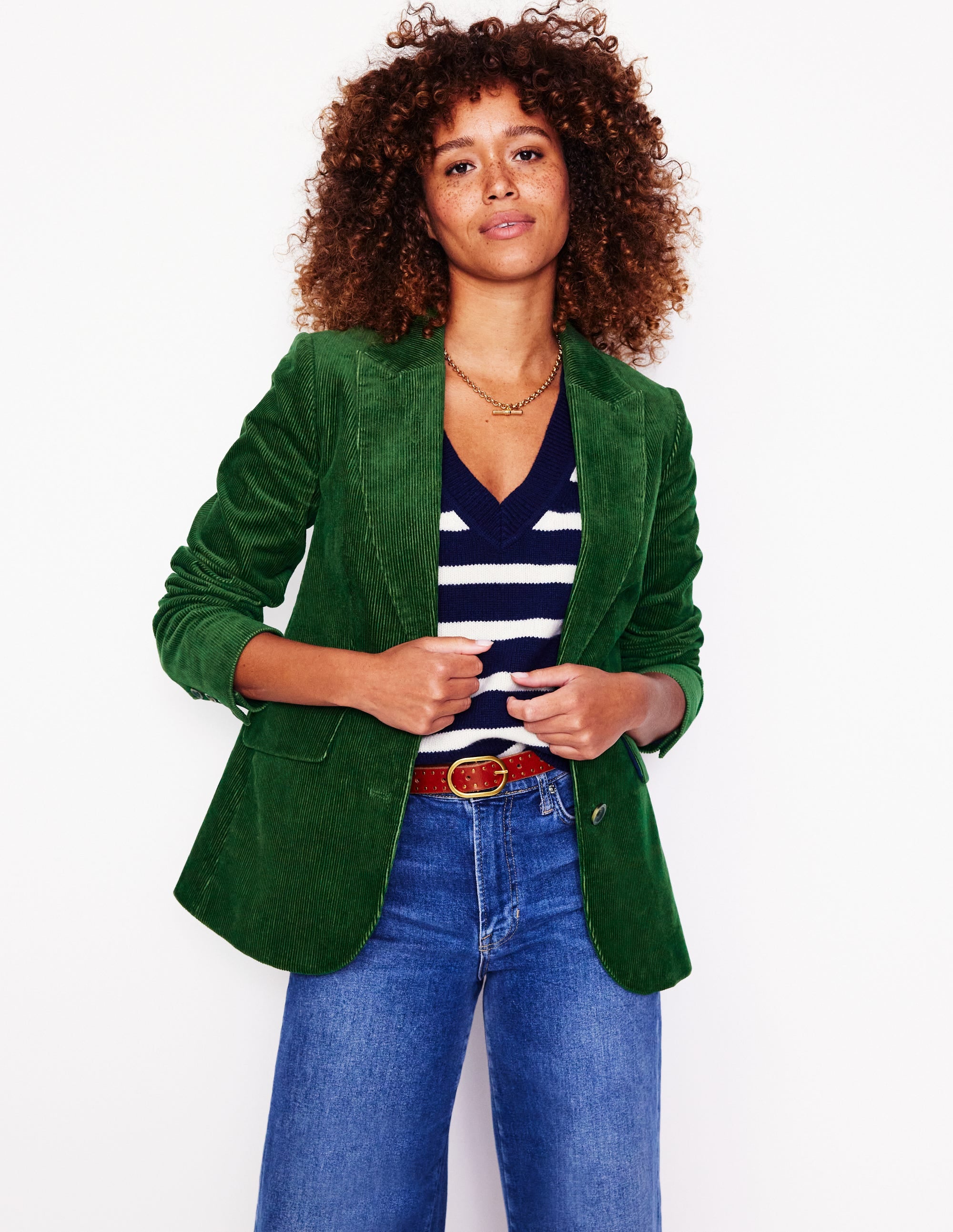 Marylebone Cord Blazer-Winter Green - Image 1
