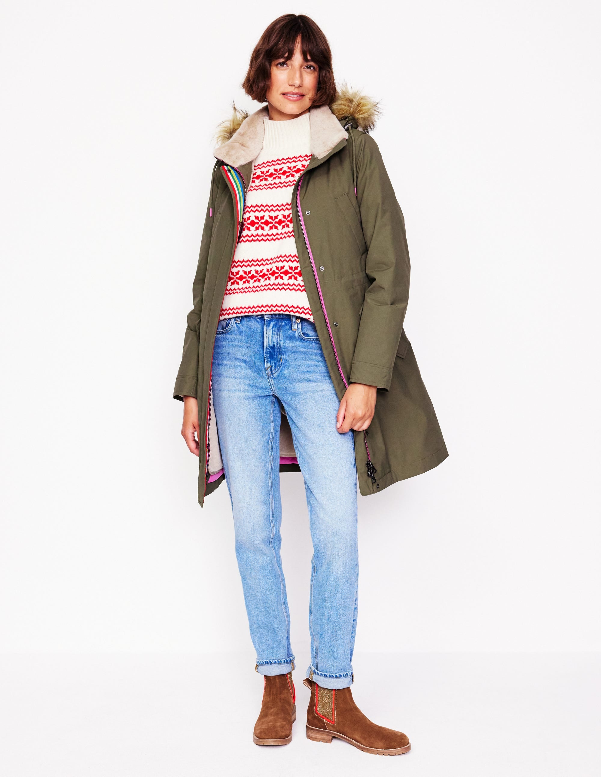 Parka mit Webpelzkapuze-Birds/Snowdrop Sprig - Image 2
