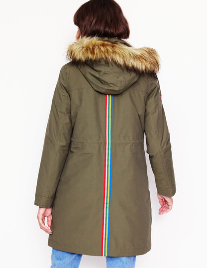 Parka mit Webpelzkapuze-Birds/Snowdrop Sprig