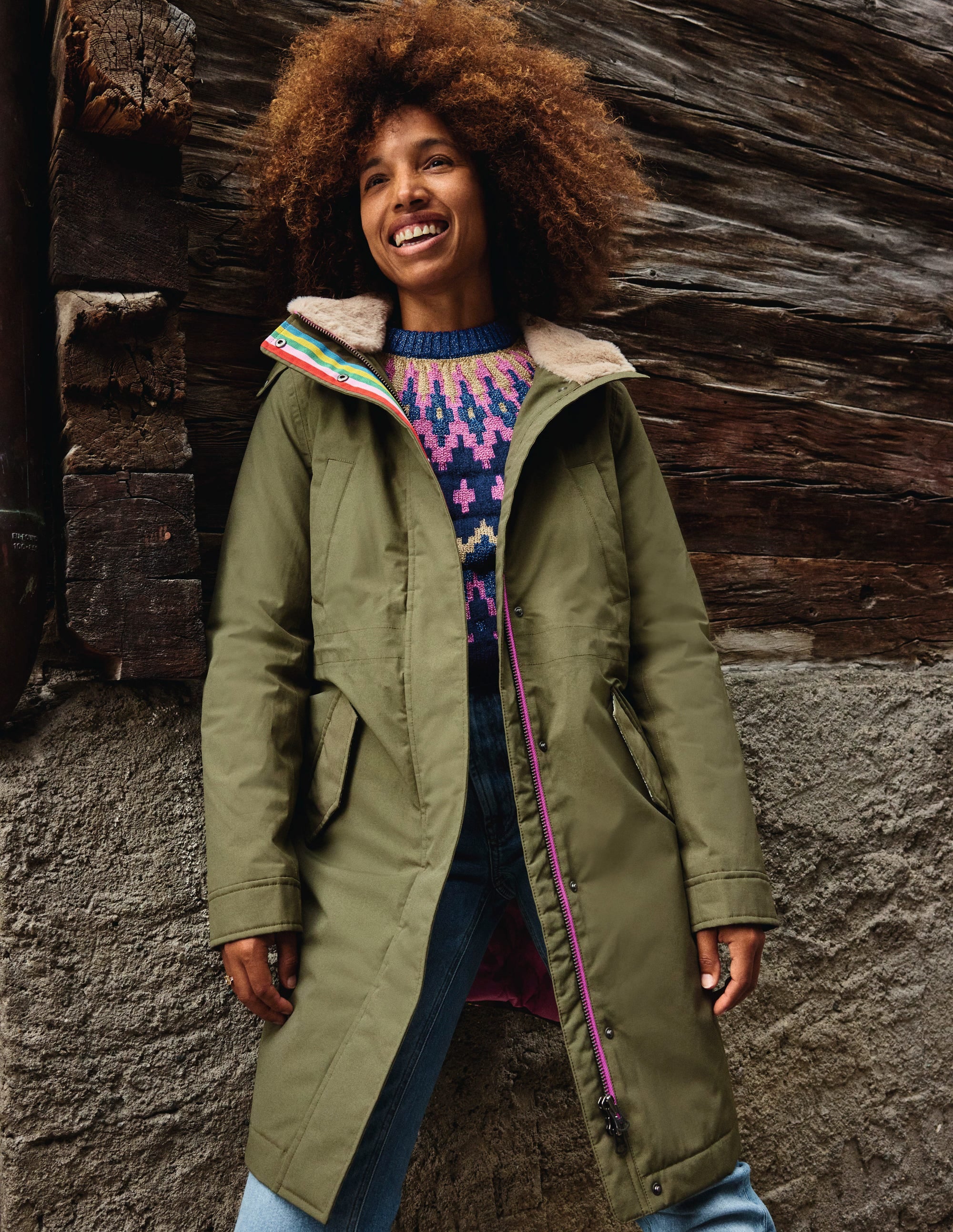 Parka mit Webpelzkapuze-Birds/Snowdrop Sprig - Image 5