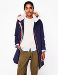 Parka mit Webpelzkapuze-Aqua Marine Marl