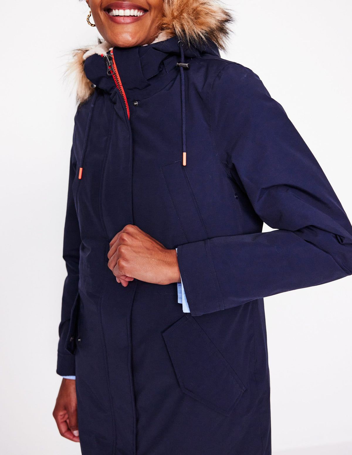 Parka mit Webpelzkapuze-Aqua Marine Marl - Image 2