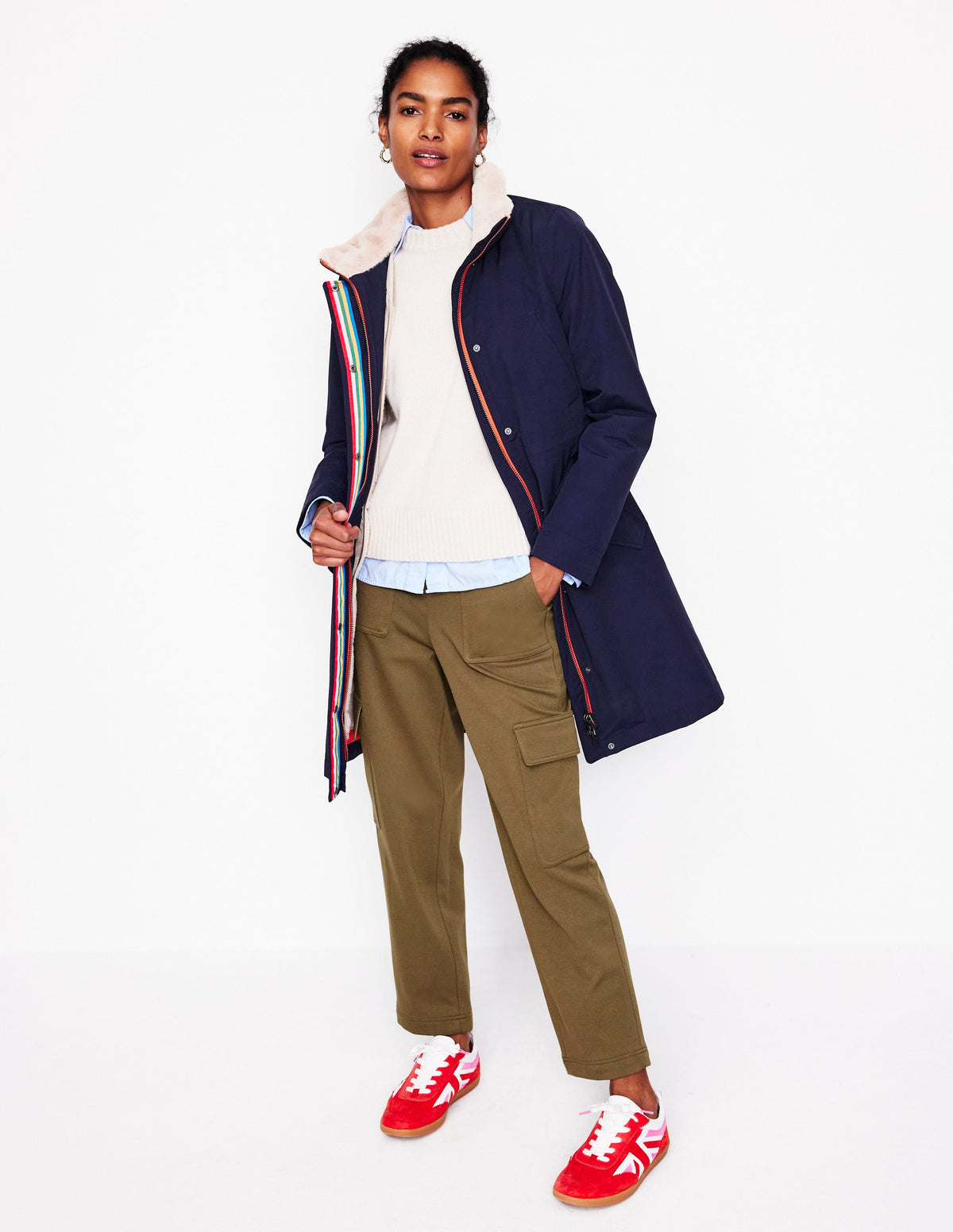 Parka mit Webpelzkapuze-Aqua Marine Marl - Image 4