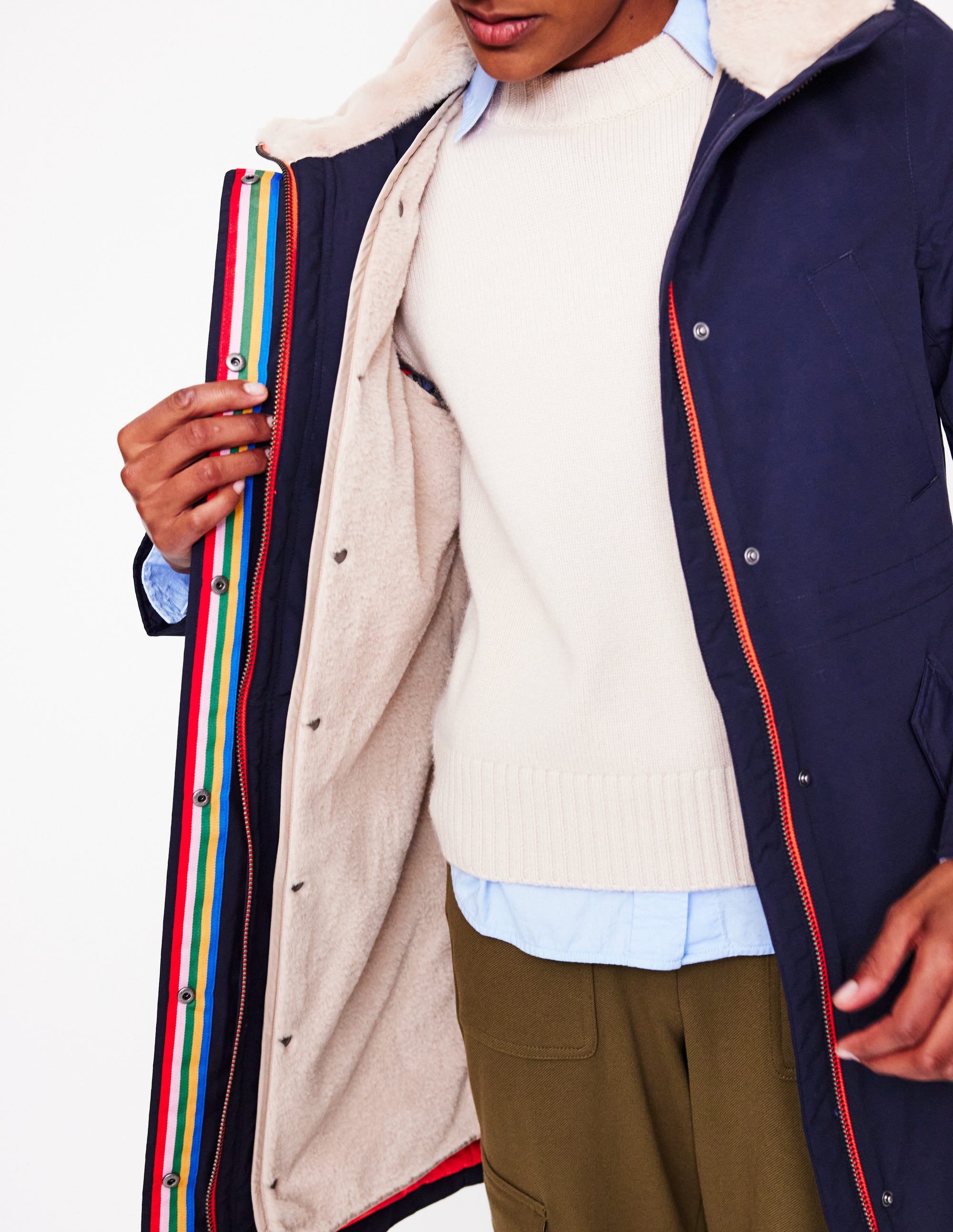 Parka mit Webpelzkapuze-Aqua Marine Marl - Image 5