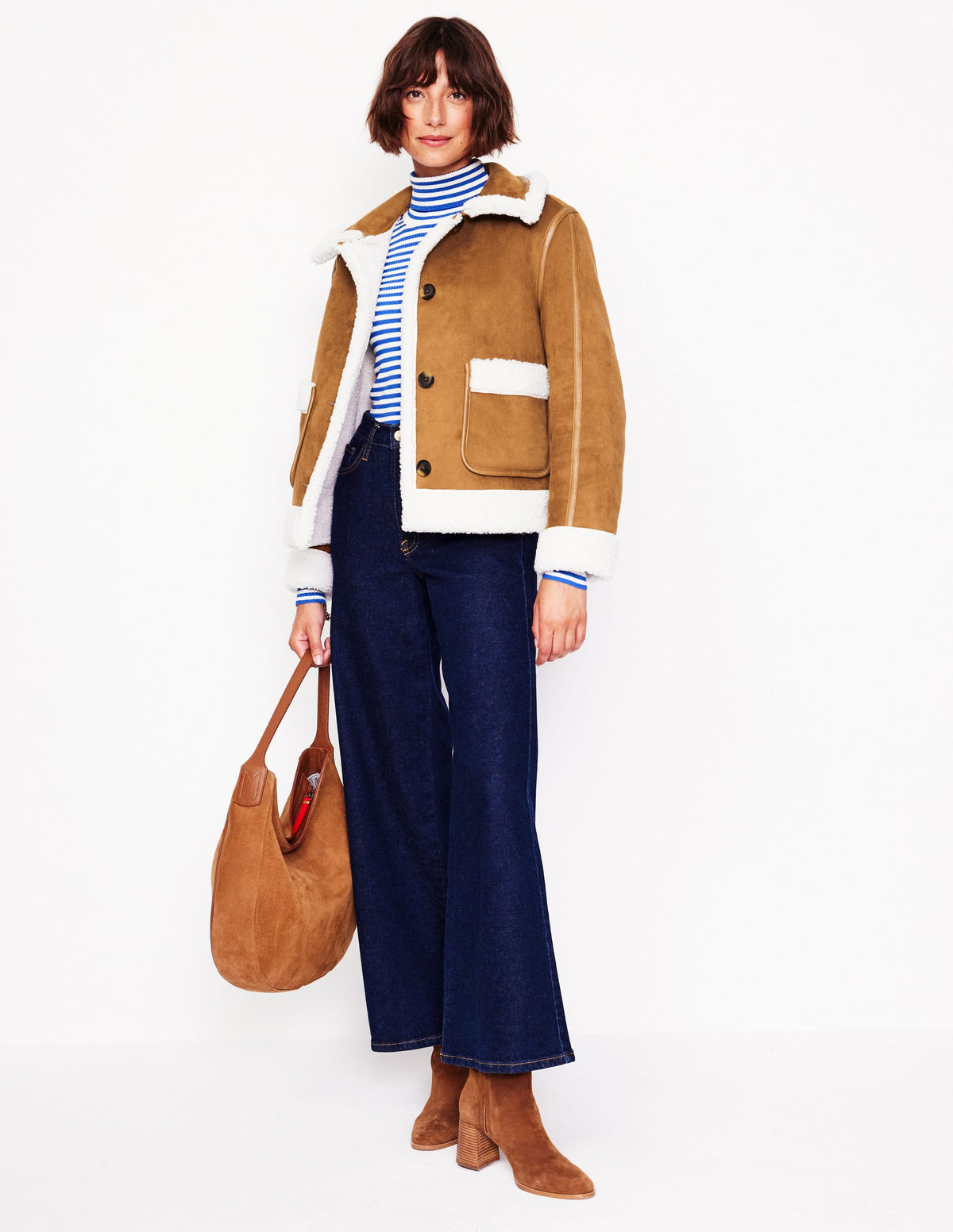 Faux Shearling Jacket-Brown - Image 4