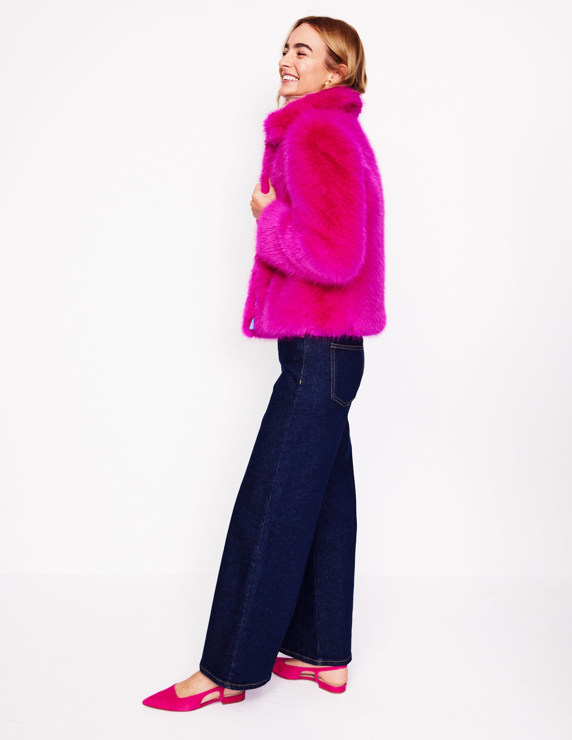Faux-Fur Coat-Pink - Image 1