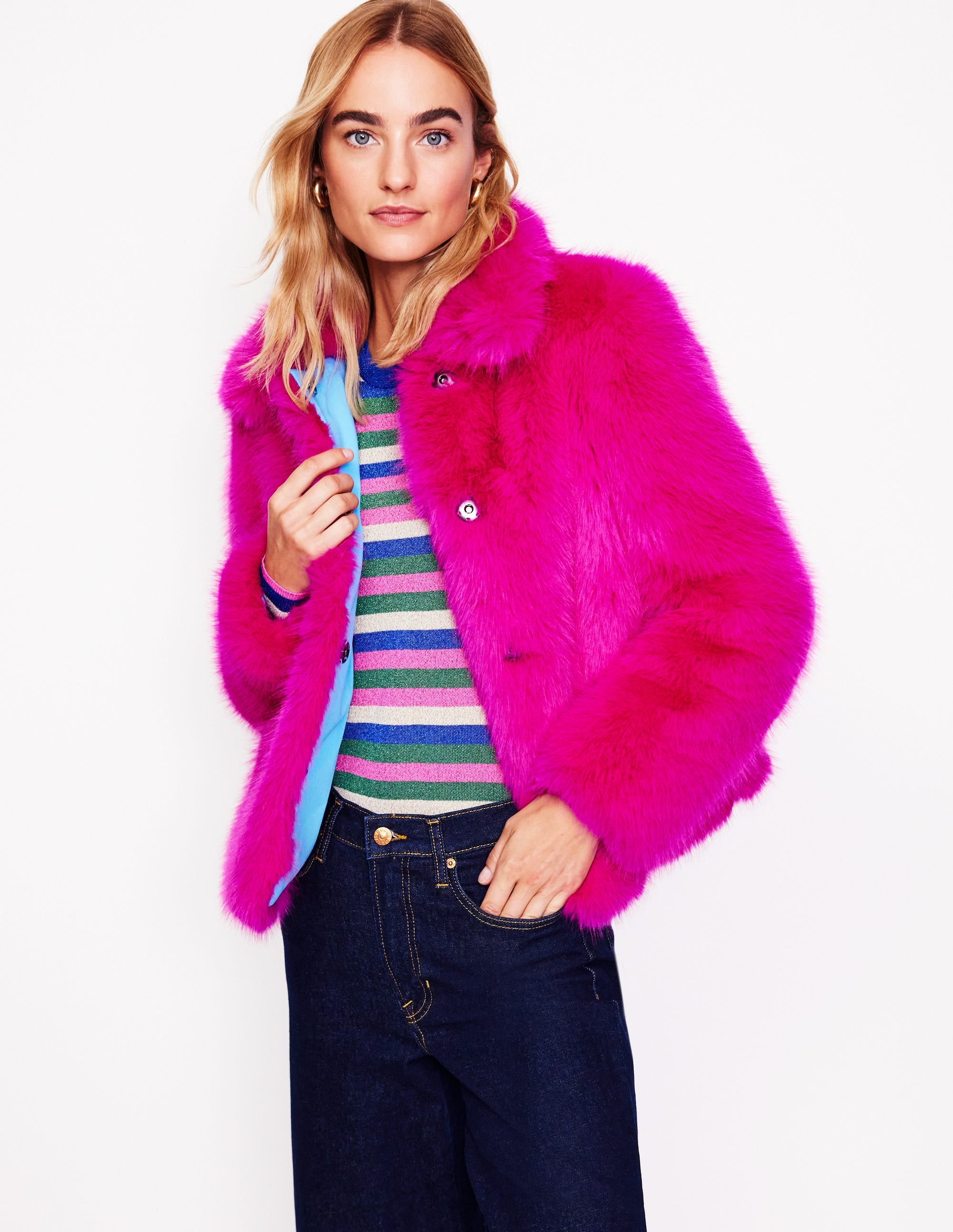Faux-Fur Coat-Pink - Image 4