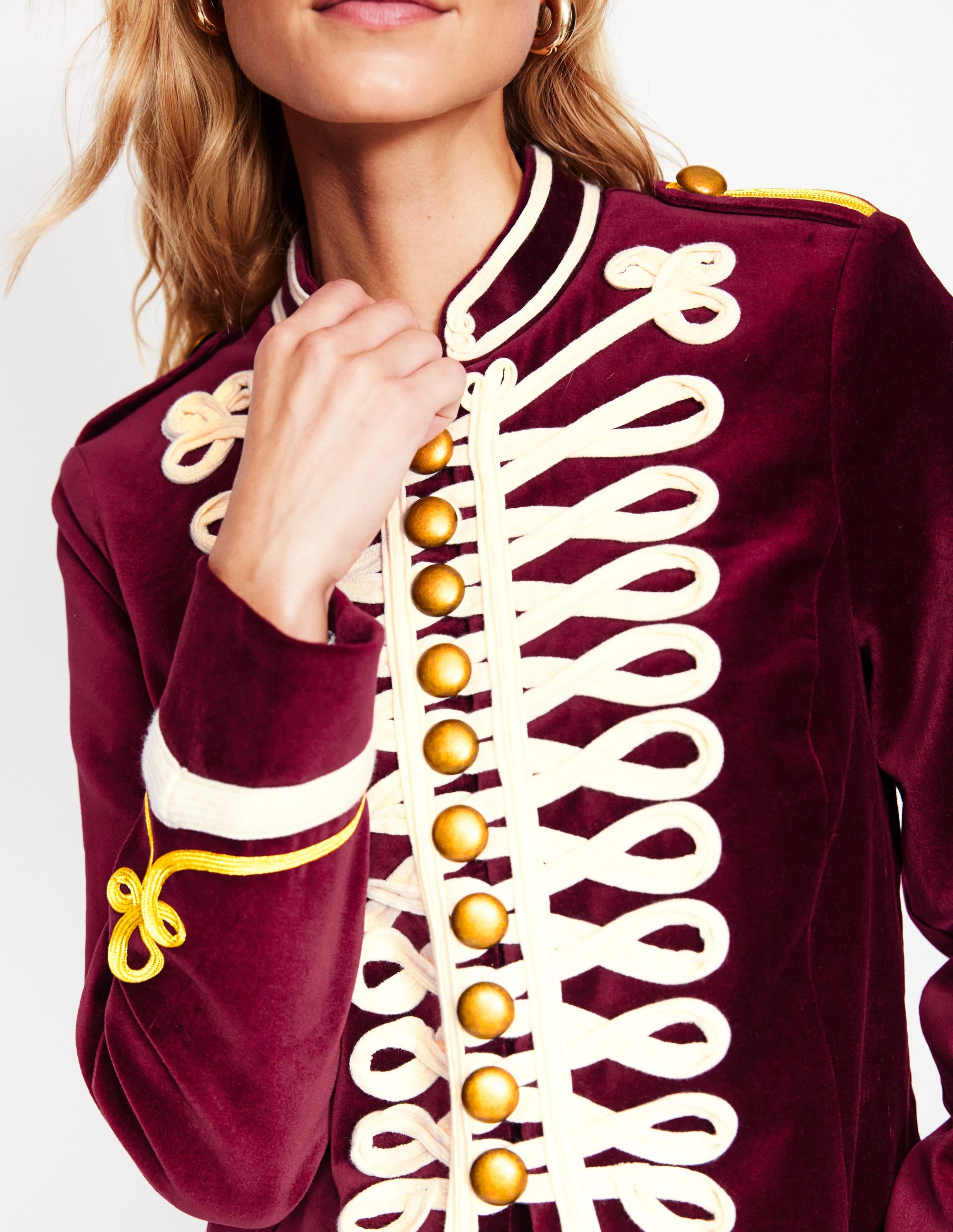 Veste style militaire en velours-Cabernet - Image 2