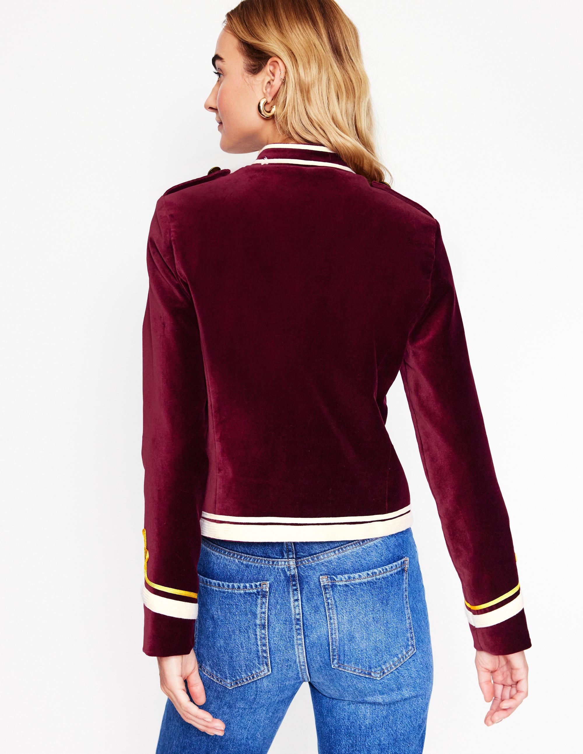 Veste style militaire en velours-Cabernet - Image 3