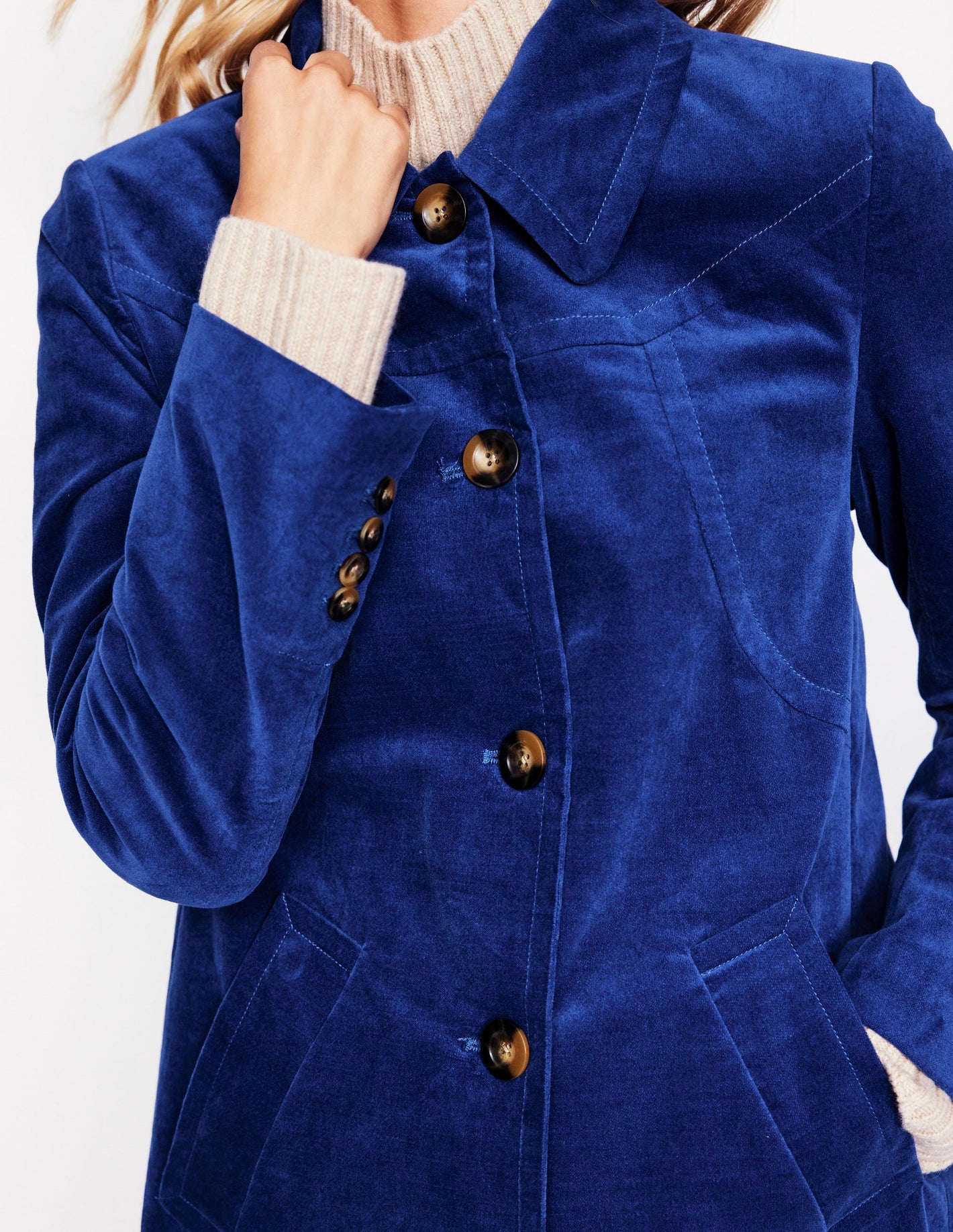 Manteau Lincoln en velours-Bleu