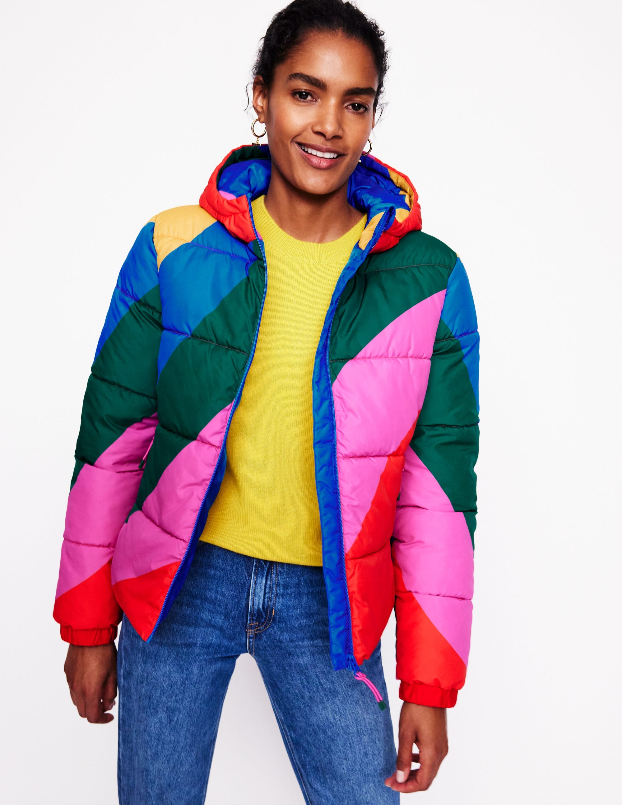 Steppmantel mit Kapuze-Regenbogen - Image 1
