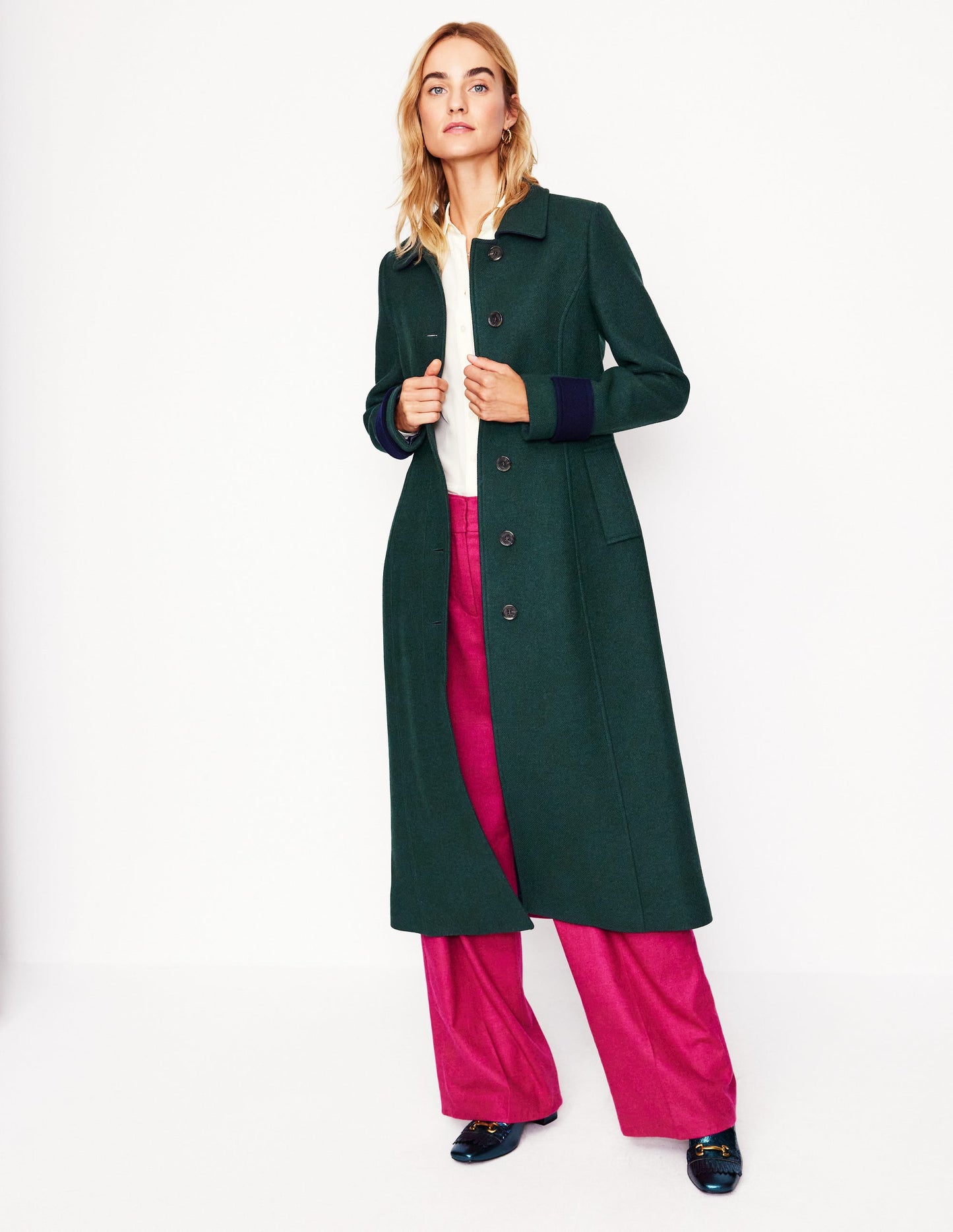 Durham Midi Coat-Colourblock Green