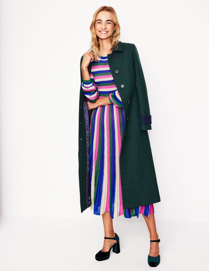 Durham Midi Coat-Colourblock Green