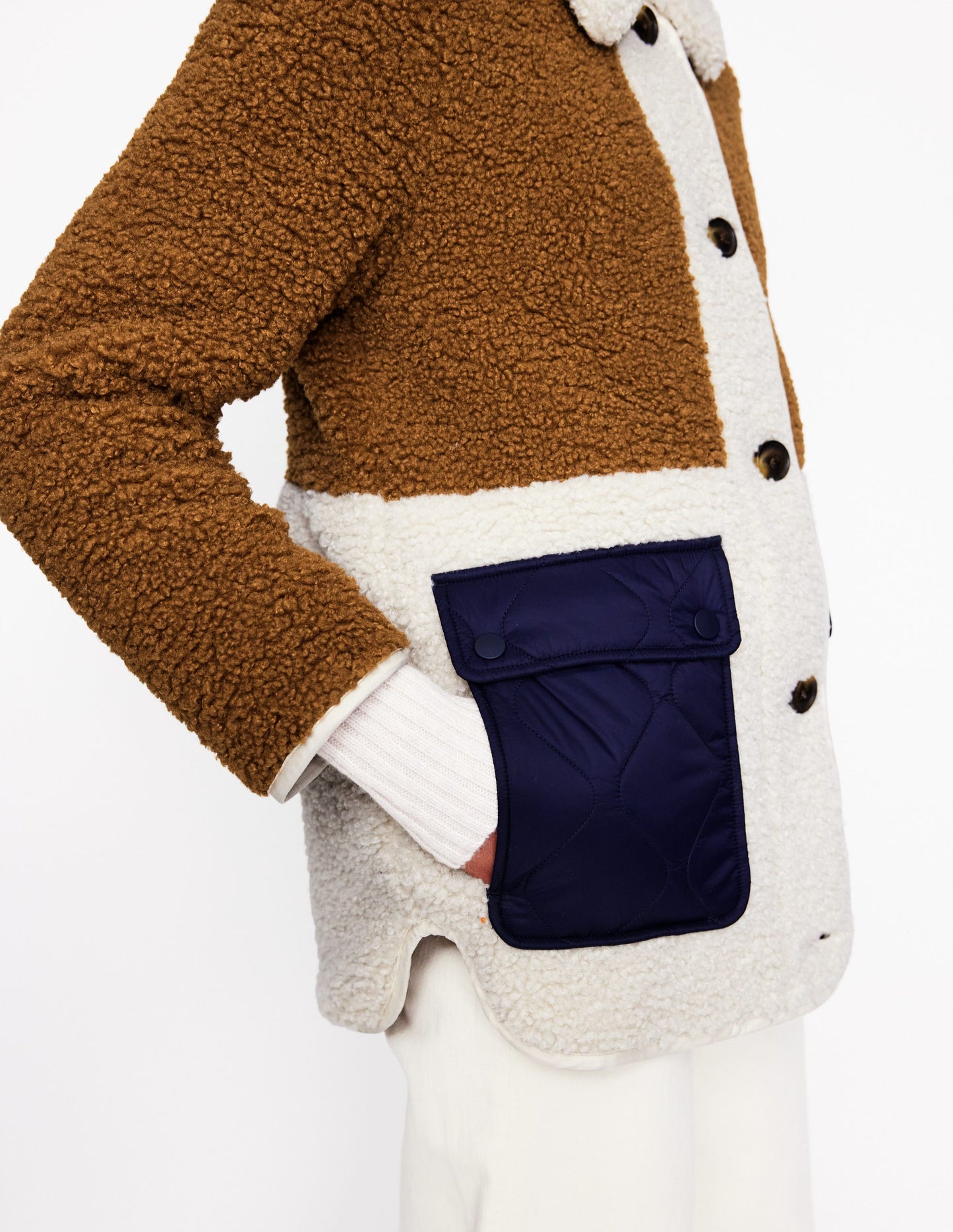 Steppjacke mit Teddyfell-Braun