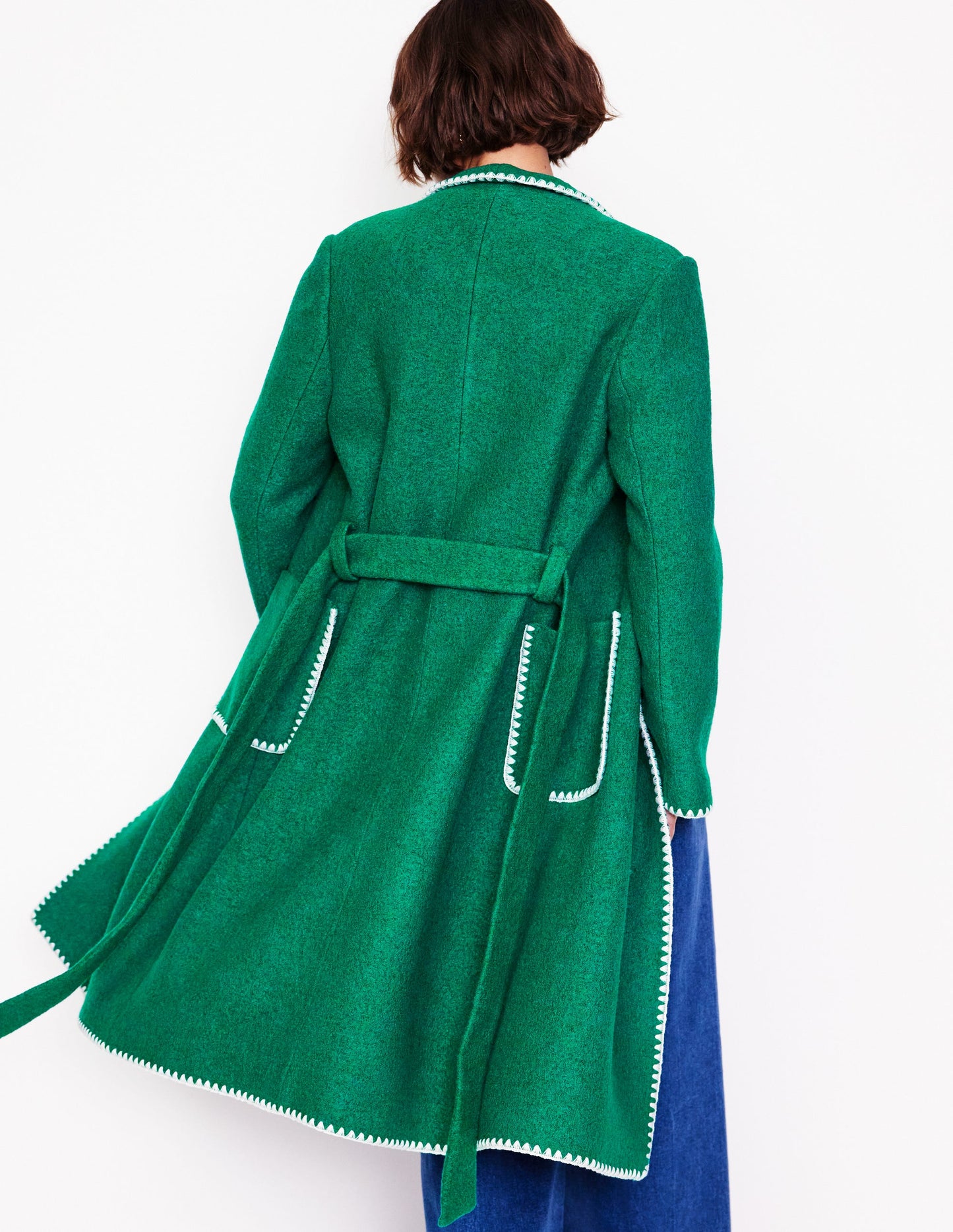 Manteau drapé à point de feston-Vert alpin