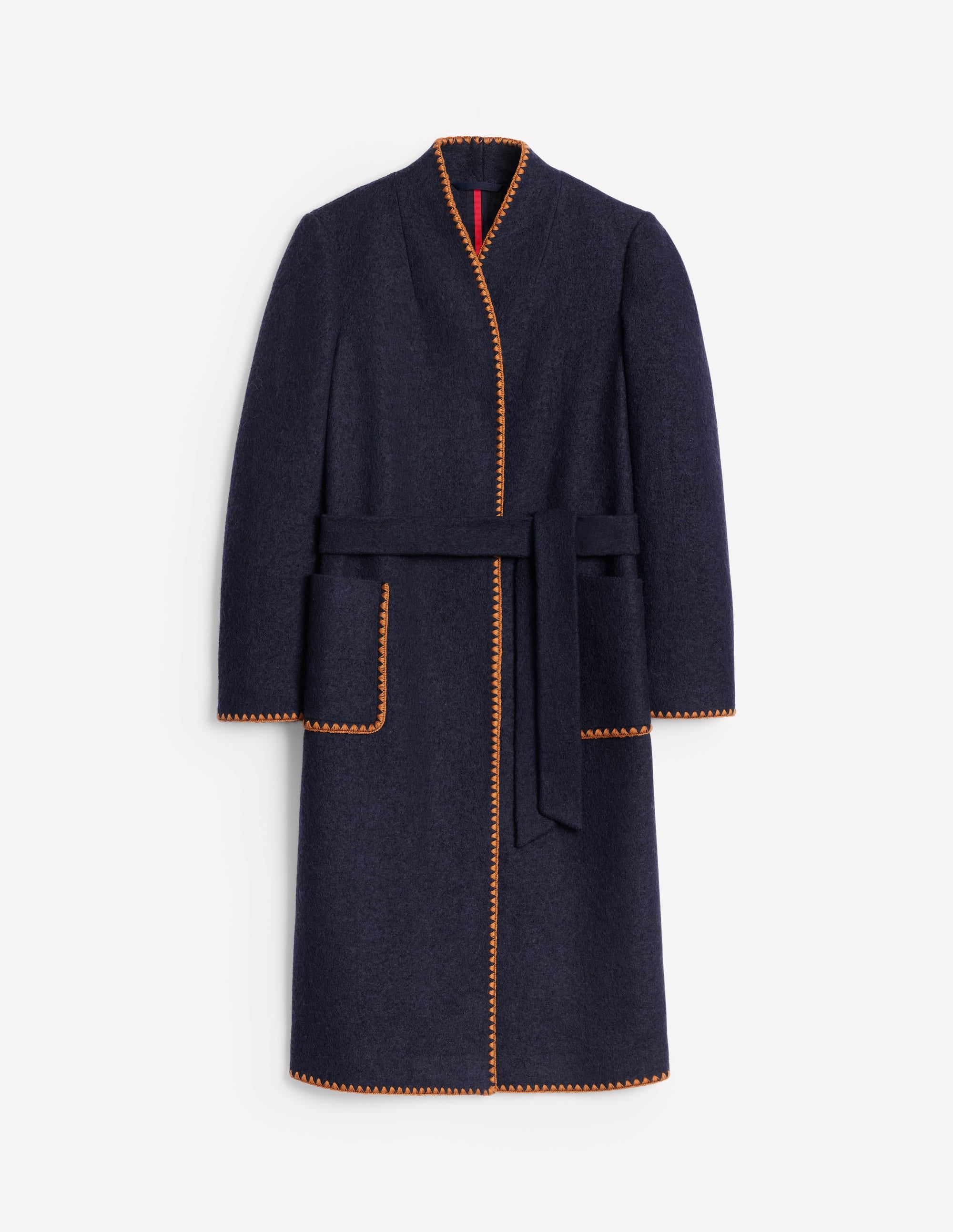Manteau drapé à point de feston-Bleu Marine, Petits Pois - Image 6
