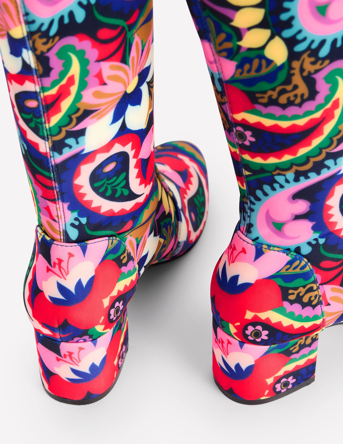 Stretch Knee Heel Boots-Multi, Botanical Paisley - Image 4