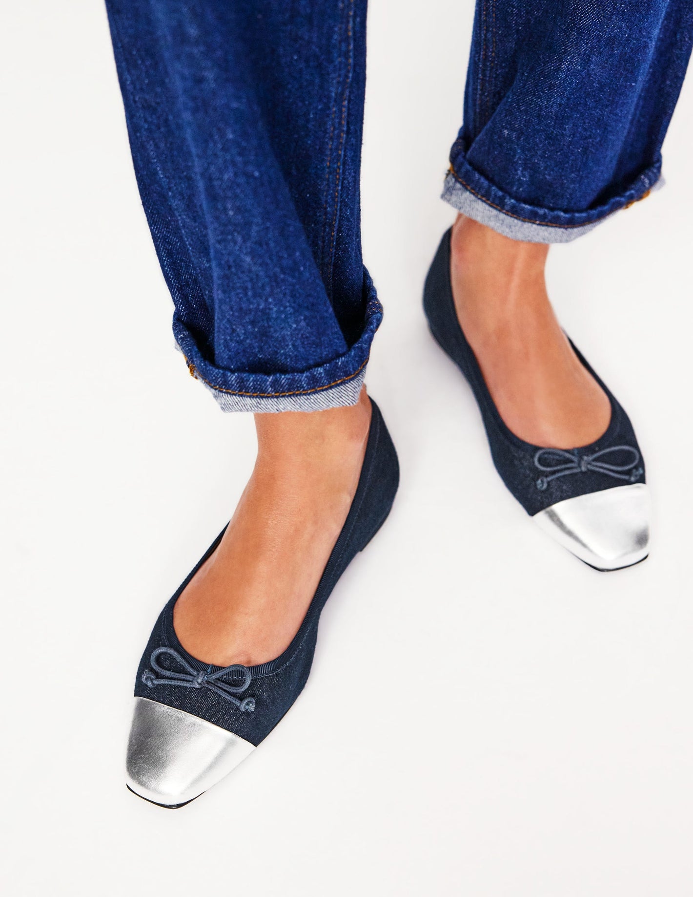 Toe Cap Ballet Flat-Denim